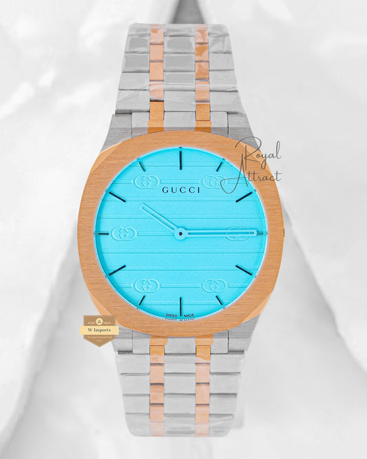 Latest Collection Two Tone Yellow Gold With Tiffany Dial Chain Watch