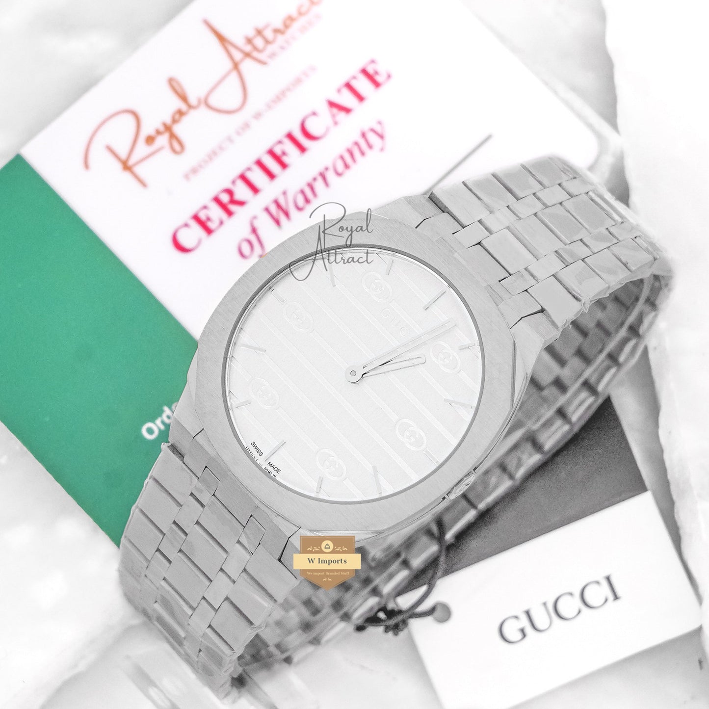 Latest Collection Silver With White Dial Chain Watch