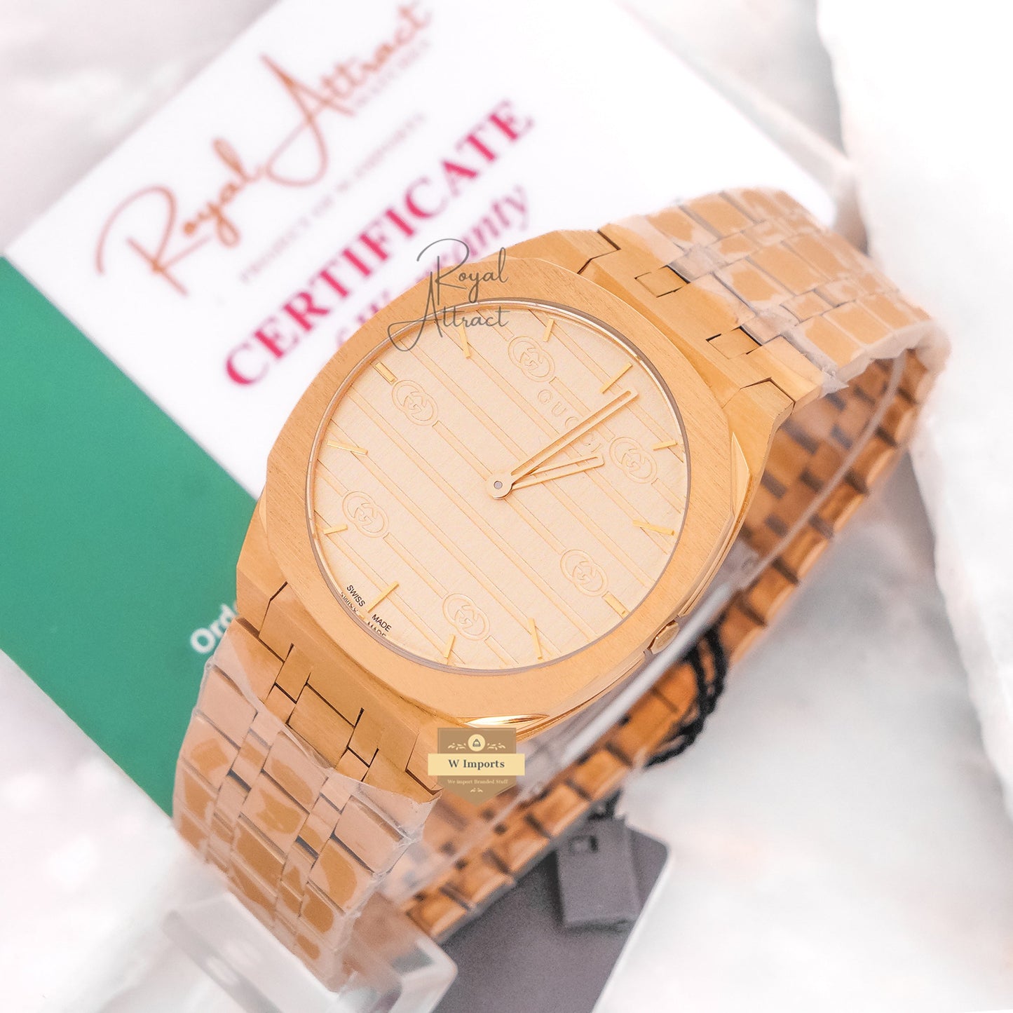 Latest Collection All Yellow Gold With Dial Chain Watch