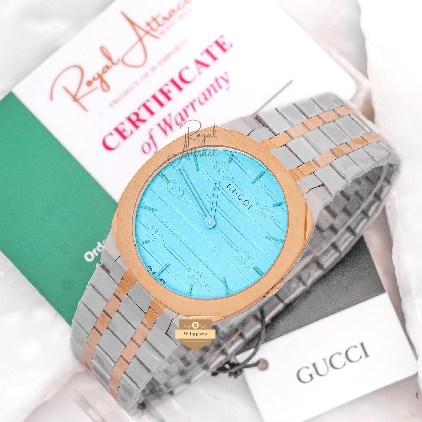 Latest Collection Two Tone Yellow Gold With Tiffany Dial Chain Watch