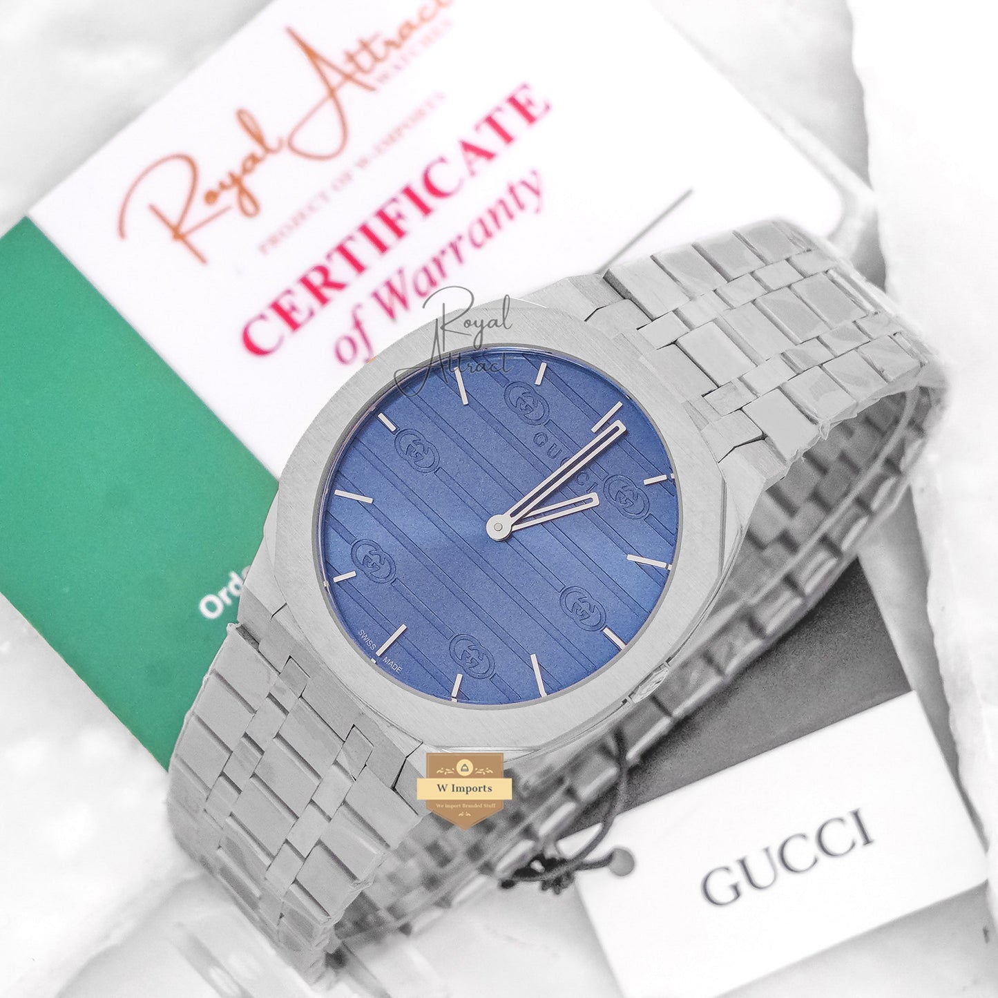 Latest Collection Silver With Blue Dial Chain Watch