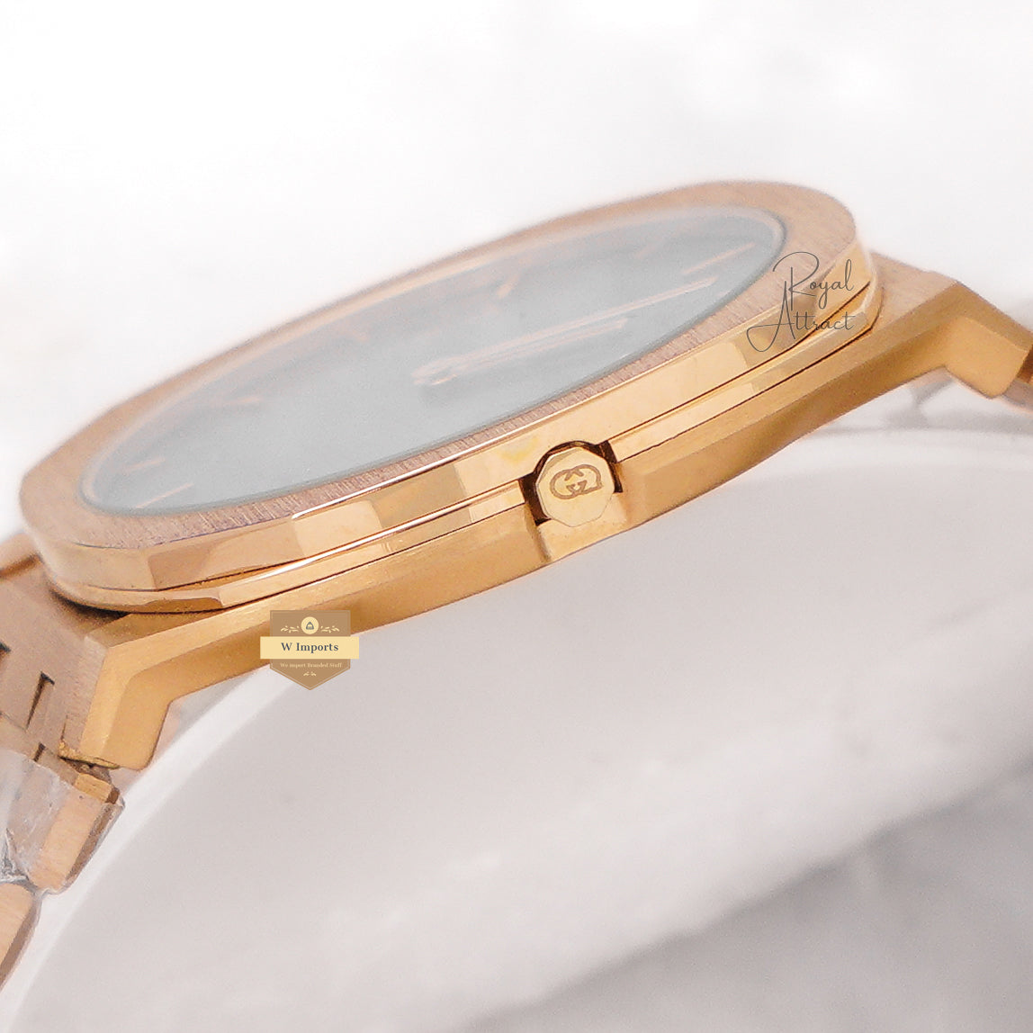 Latest Collection Yellow Gold With Blue Dial Chain Watch