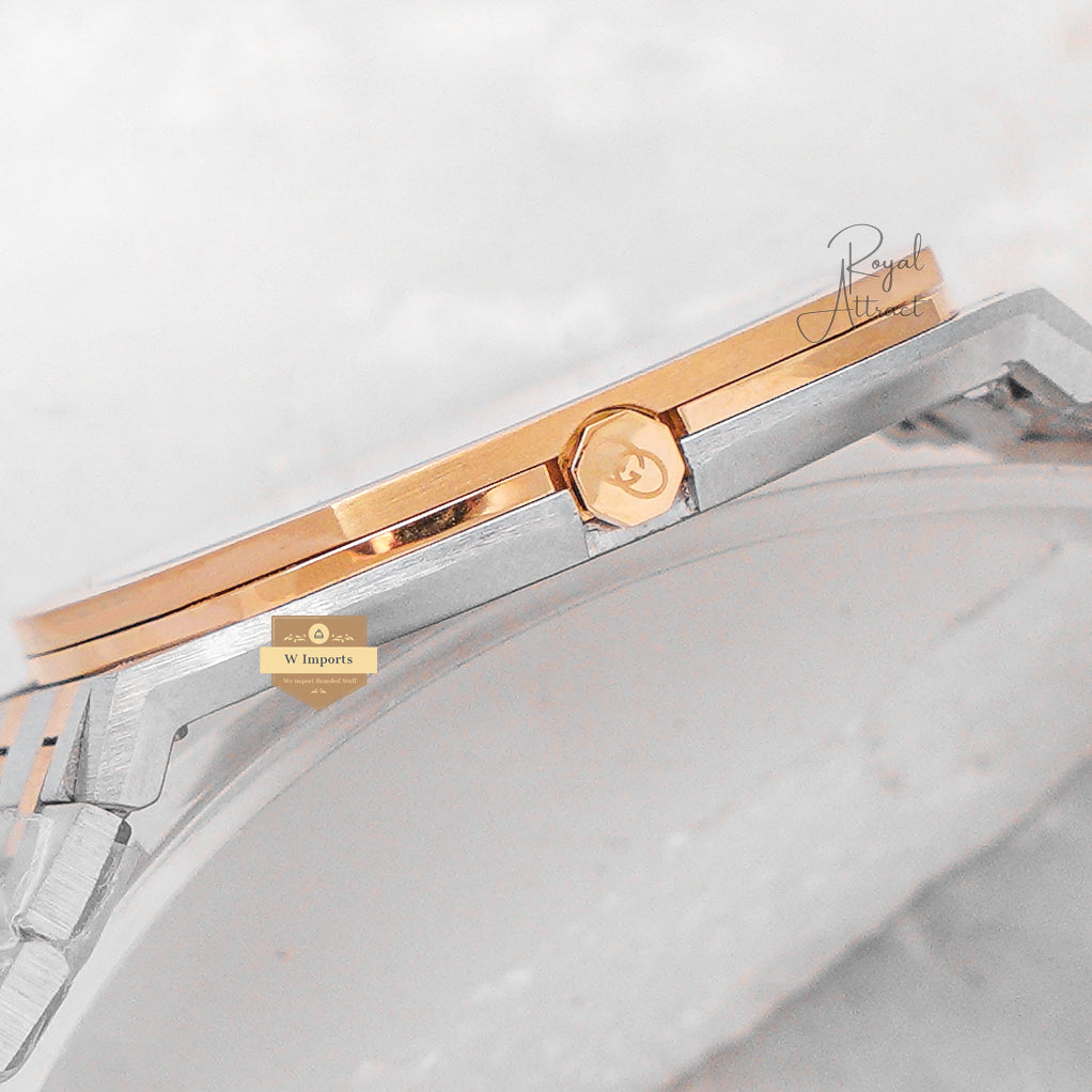 Latest Collection Two Tone Yellow Gold With Green Dial Chain Watch