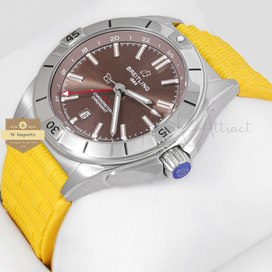 LATEST COLLECTION SILVER WITH BROWN DIAL AUTOMATIC STRAP WATCH