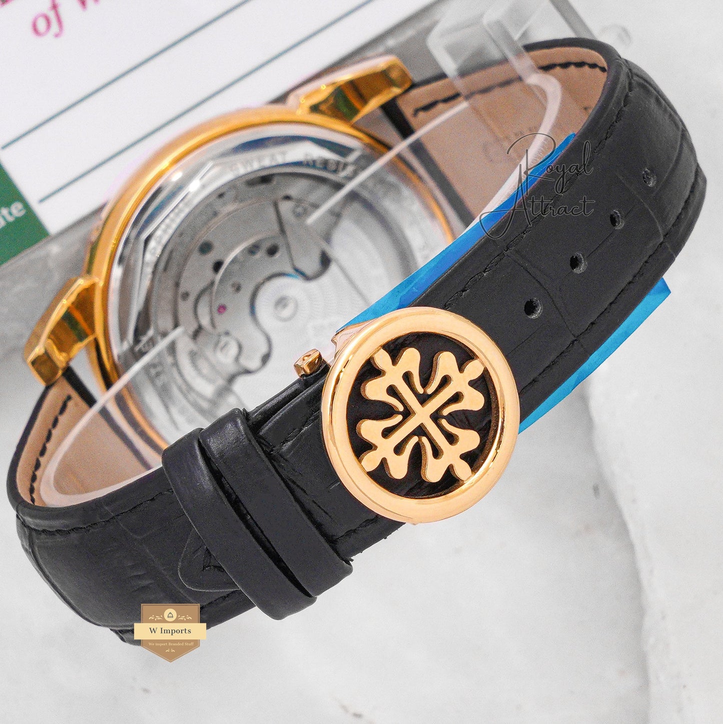 Latest Collection Chronograph Yellow Gold Case With Green Dial & Leather Strap For Men