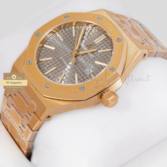LATEST COLLECTION YELLOW GOLD WITH GRAY DIAL CHAIN WATCH