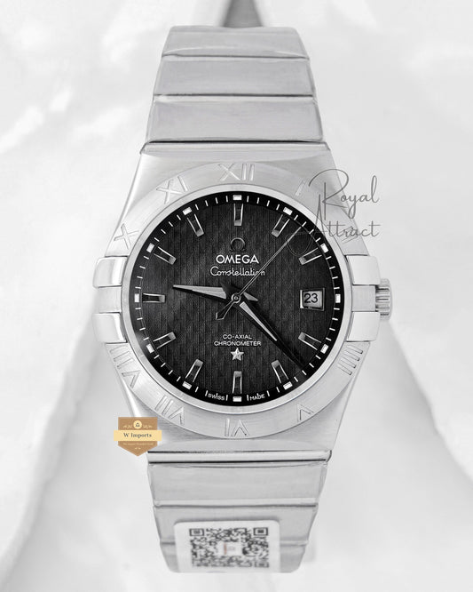Latest Collection Silver With Texture Black Dial Automatic Chain Watch