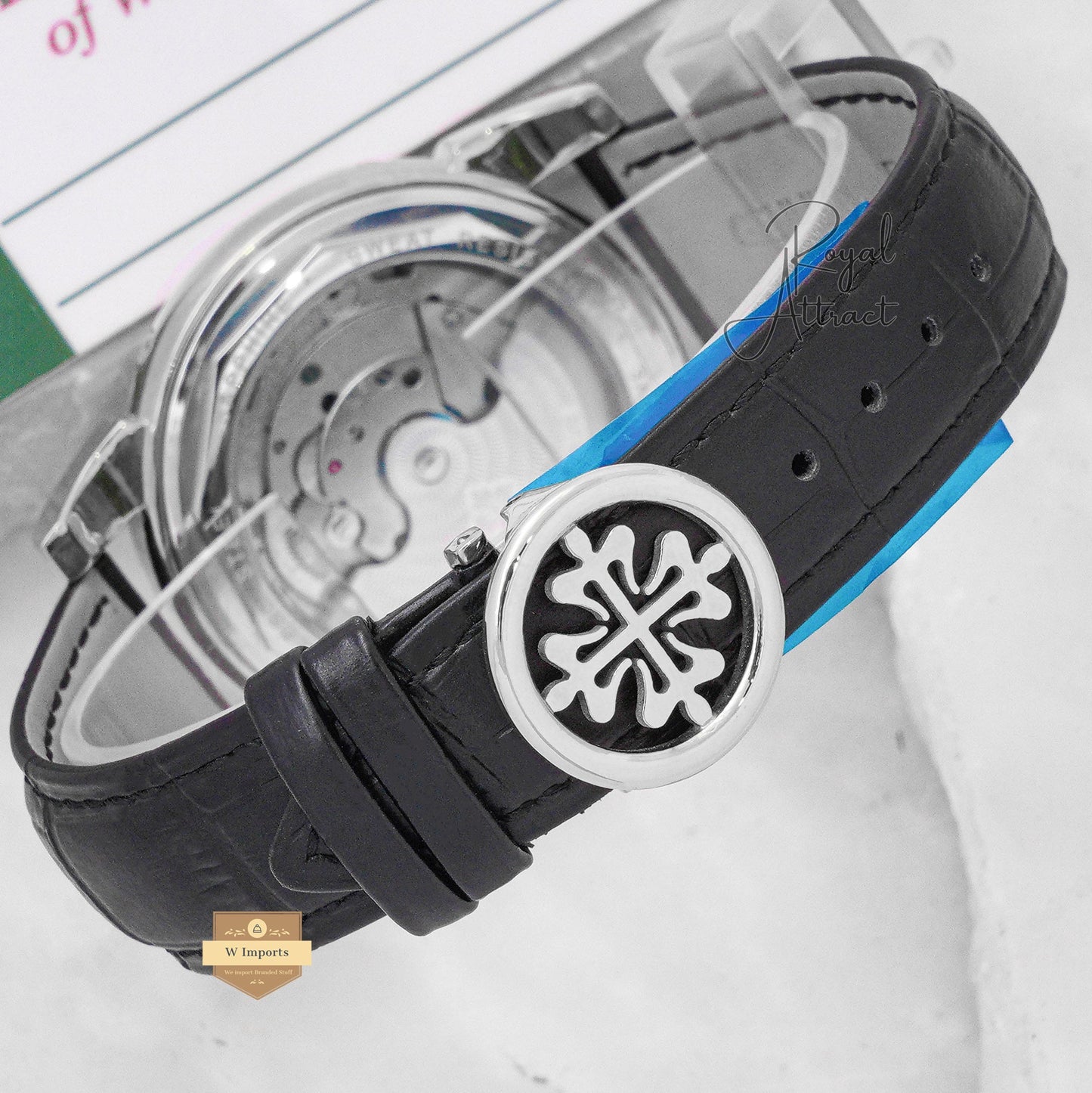 Latest Collection Tourbillon Silver Case With White Skeleton Dial & Leather Strap