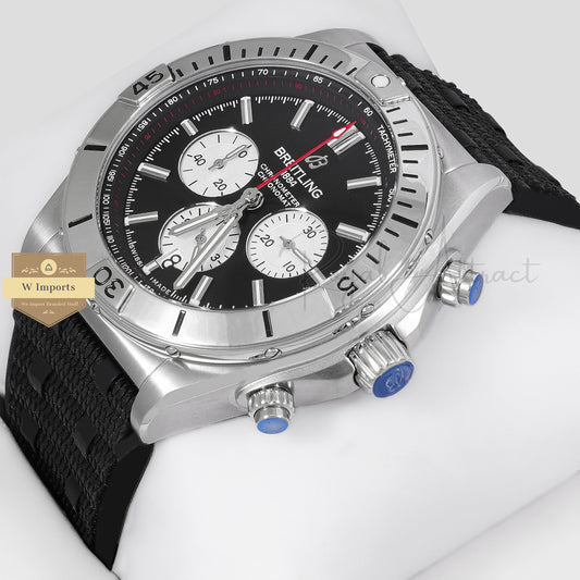 LATEST COLLECTION CHRONOGRAPH SILVER WITH BLACK DIAL AND PVC STRAP