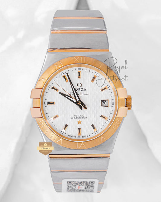 Latest Collection Two Tone Yellow Gold With Texture White Dial Chain Watch