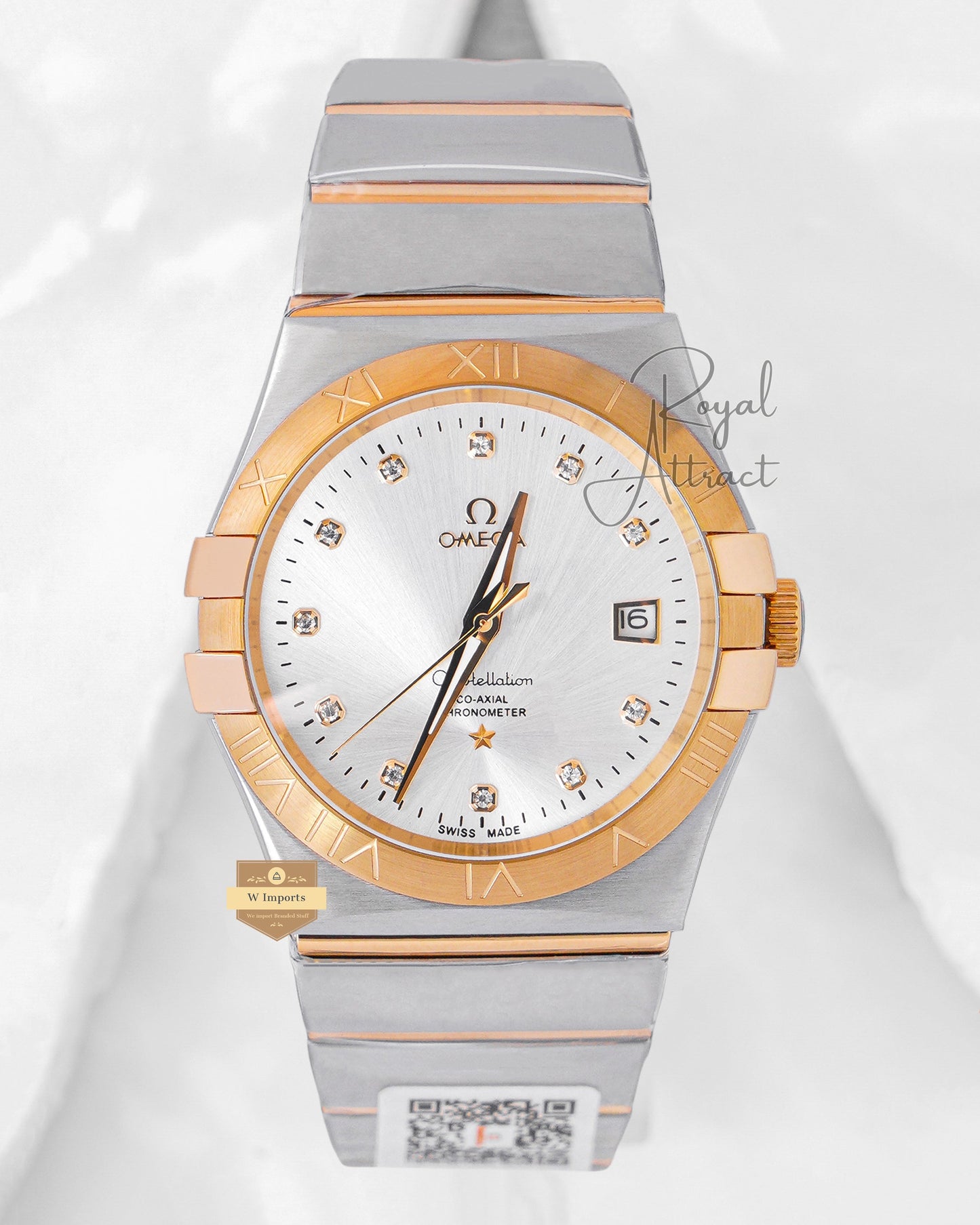 Latest Collection Two Tone Yellow Gold With Silver Dial Chain Watch