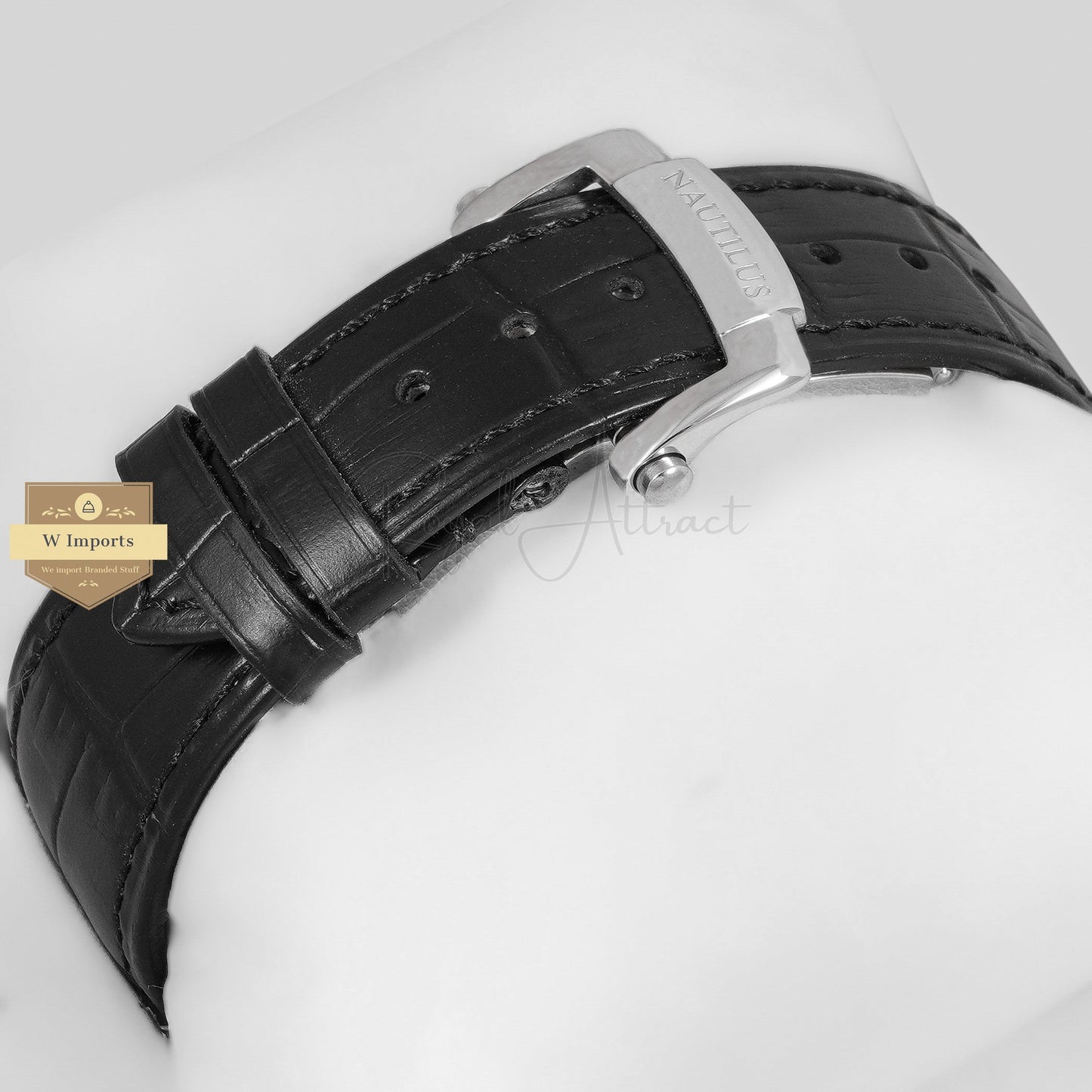 LATEST COLLECTION SILVER CASE WITH BLACK DIAL & LEATHER STRAP