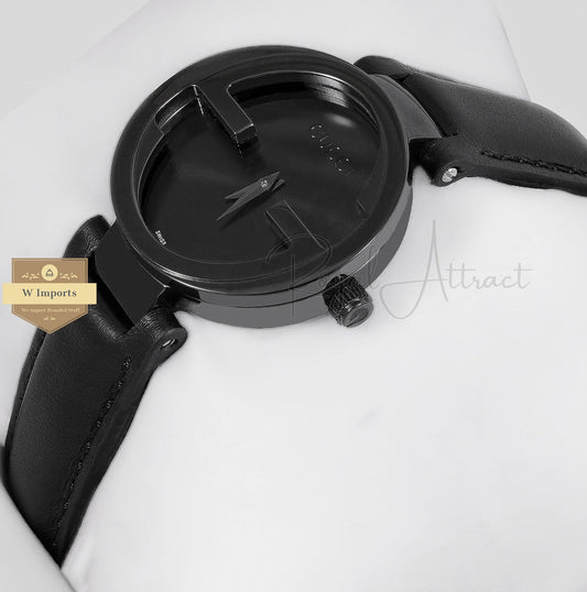 Latest Collection G All Black Case With Dial & Leather Strap Ladies Watch