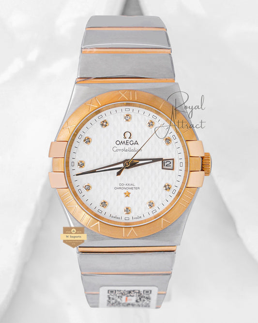 Latest Collection Two Tone Yellow Gold With White Texture Dial Chain Watch