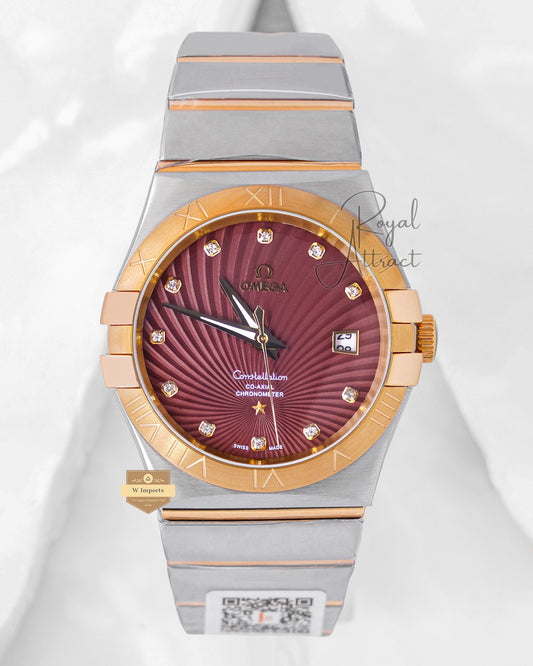 Latest Collection Two Tone Yellow Gold With Brown Dial & Stone Figure