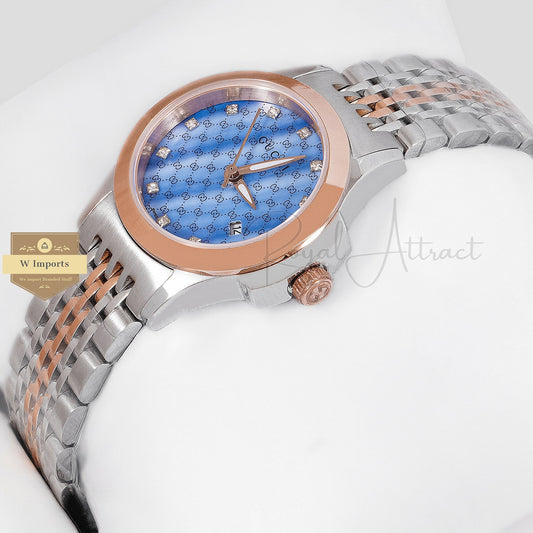 LATEST COLLECTION TWO TONE ROSE GOLD WITH BLUE DIAL LADIES WATCH