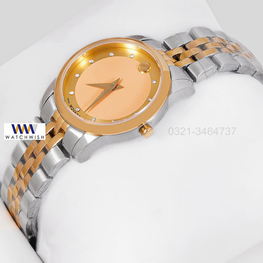 LATEST COLLECTION TWO TONE YELLOW GOLD WITH DIAL STONE FIGURE LADIES WATCH