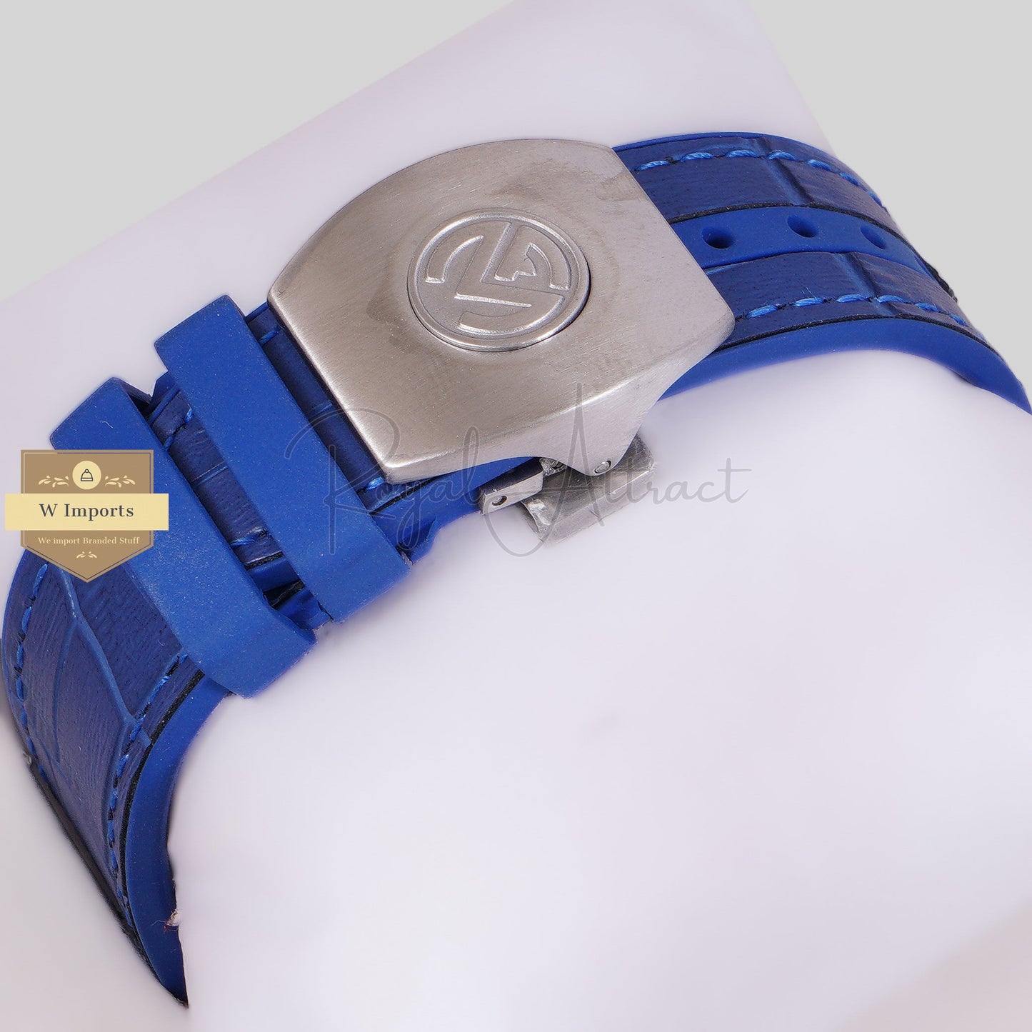 LATEST COLLECTION SILVER STONE CASE WITH BLUE DIAL AND PVC STRAP