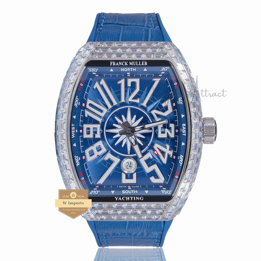 LATEST COLLECTION SILVER STONE CASE WITH BLUE DIAL AND PVC STRAP
