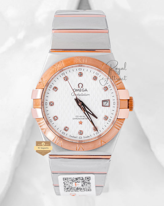 Latest Collection Two Tone Rose Gold With Texture White Dial Chain Watch