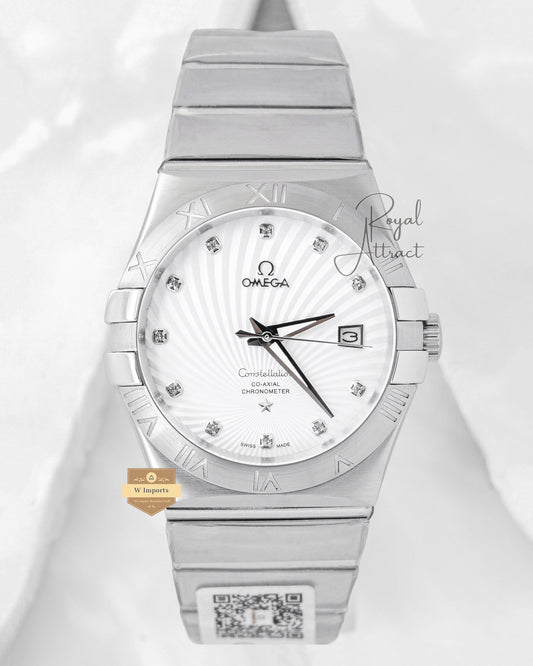 Latest Collection Silver With White Dial Stone Figure Chain Watch
