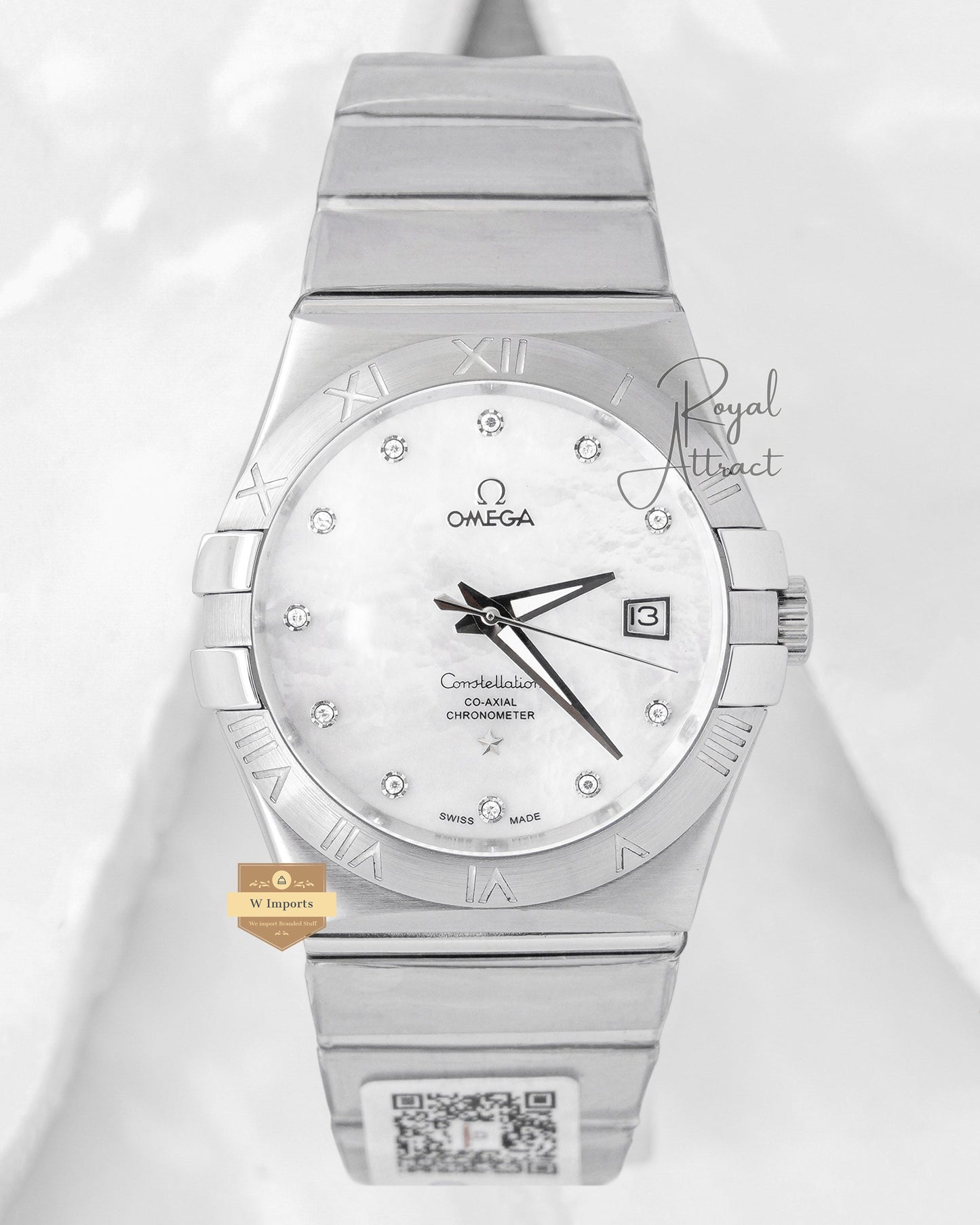 Latest Collection Silver With Marble Dial Stone Figure Chain Watch