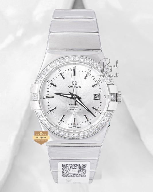 Latest Collection All Silver With Dial Stone Bezel Chain Watch