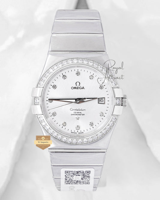 Latest Collection All Silver With Dial Stone Bezel Chain Watch