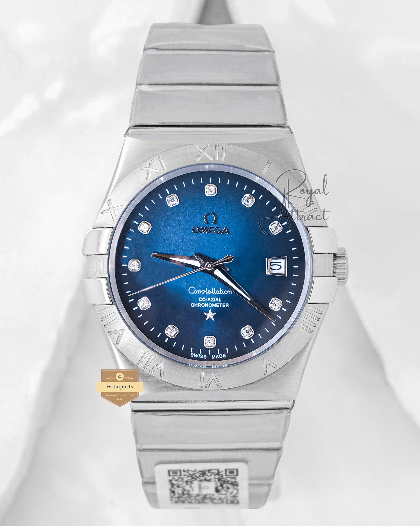 Latest Collection Silver With Blue Dial Stone Figure Chain Watch