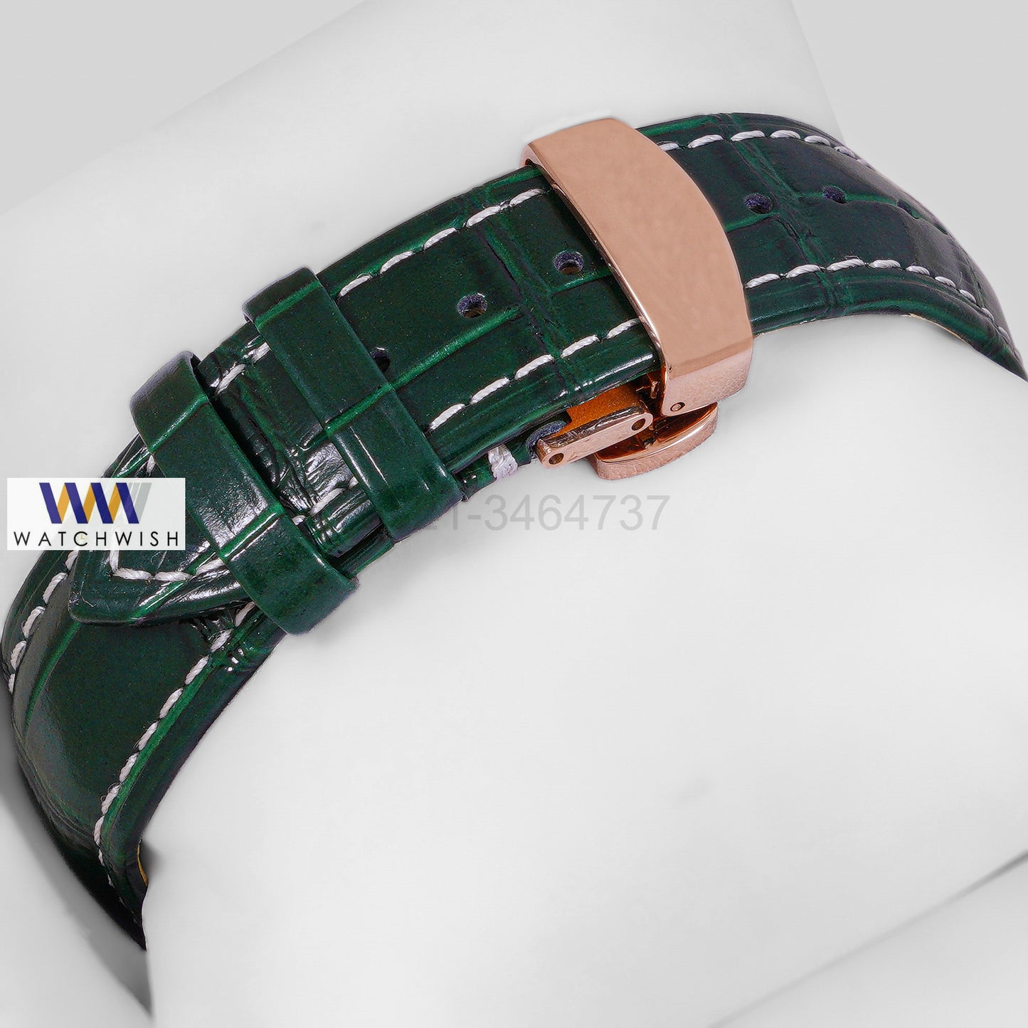 LATEST COLLECTION CHRONOGRAPH ROSE GOLD CASE WITH GREEN DIAL & LEATHER STRAP