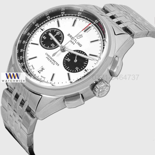 LATEST COLLECTION CHRONOGRAPH SILVER CASE WITH WHITE DIAL CHAIN WATCH