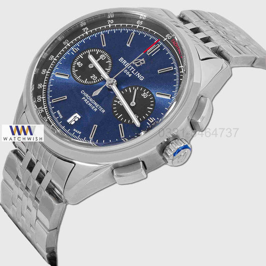 LATEST COLLECTION CHRONOGRAPH SILVER CASE WITH BLUE DIAL CHAIN WATCH