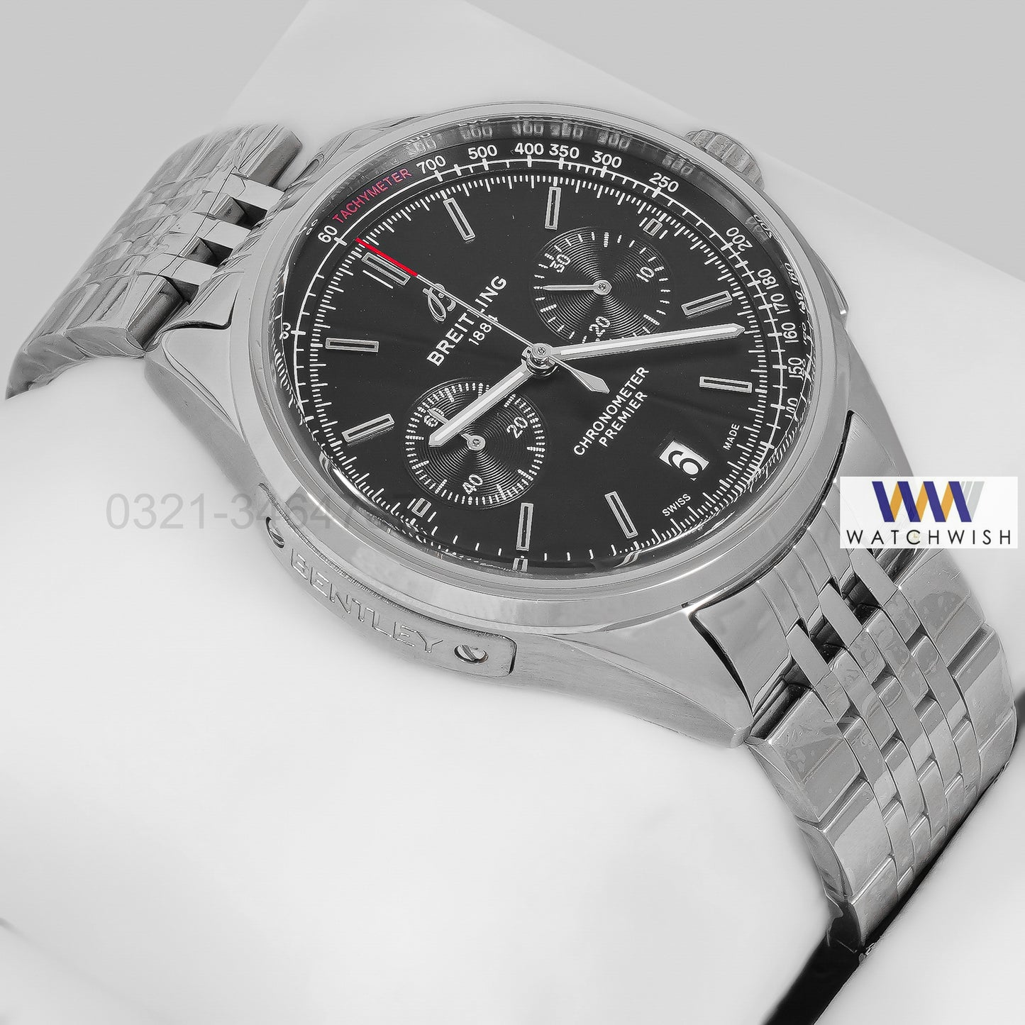 LATEST COLLECTION CHRONOGRAPH SILVER CASE WITH BLACK DIAL CHAIN WATCH