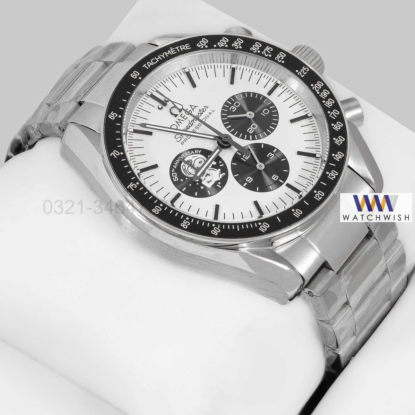 LATEST COLLECTION CHRONOGRAPH SILVER WITH WHITE DIAL CHAIN WATCH