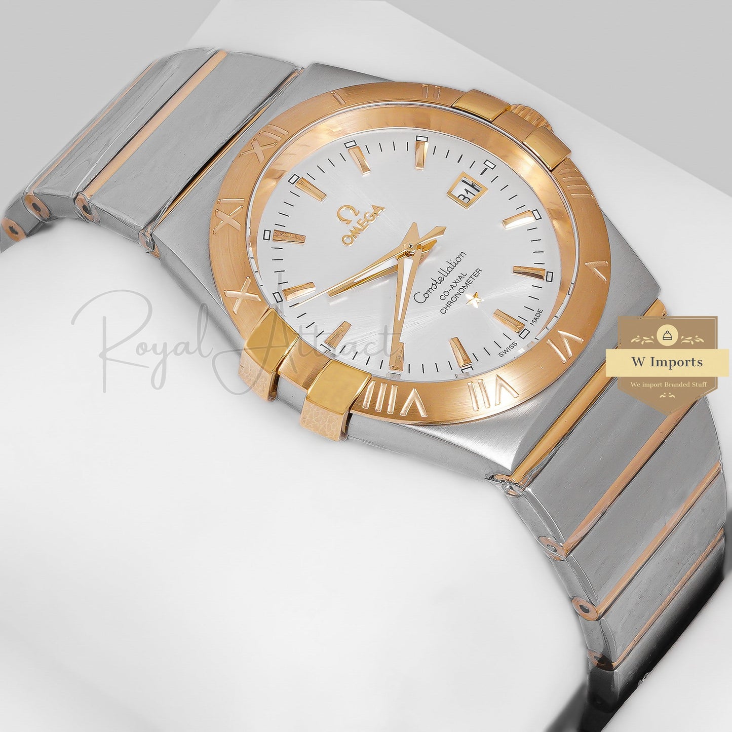 Latest Collection 38mm Two Tone Yellow Gold With White Dial Watch For Men