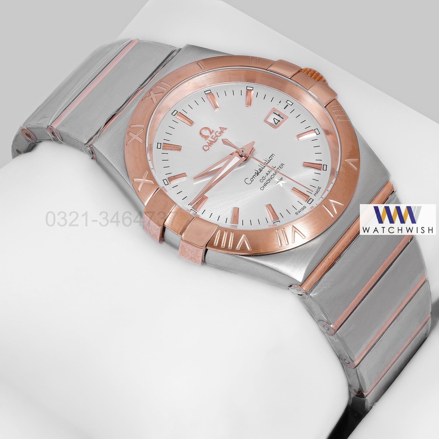 Latest Collection Two Tone Rose Gold With White Dial Watch