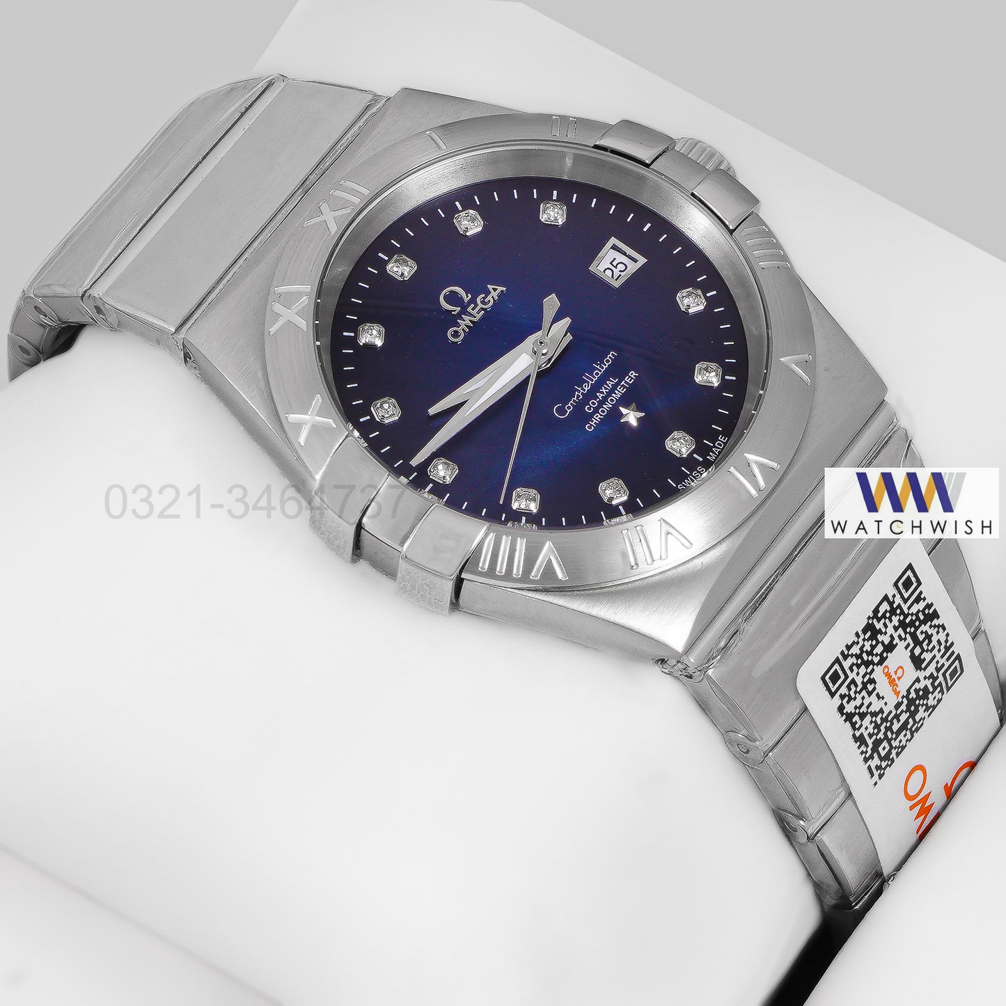 Latest Collection Silver With Blue Dial & Stone Figure