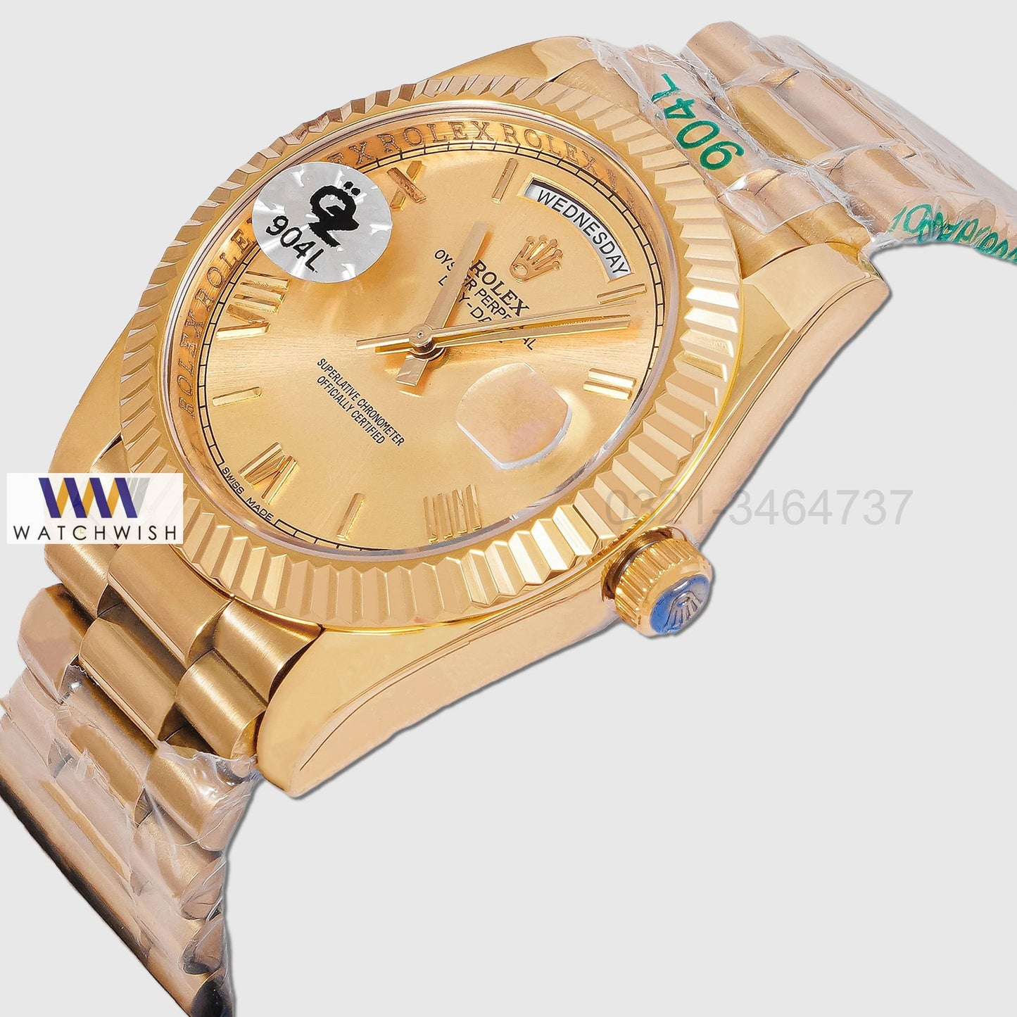 LATEST COLLECTION 40 ALL YELLOW GOLD WITH DIAL ROMAN FIGURE AUTOMATIC WATCH OZ MADE