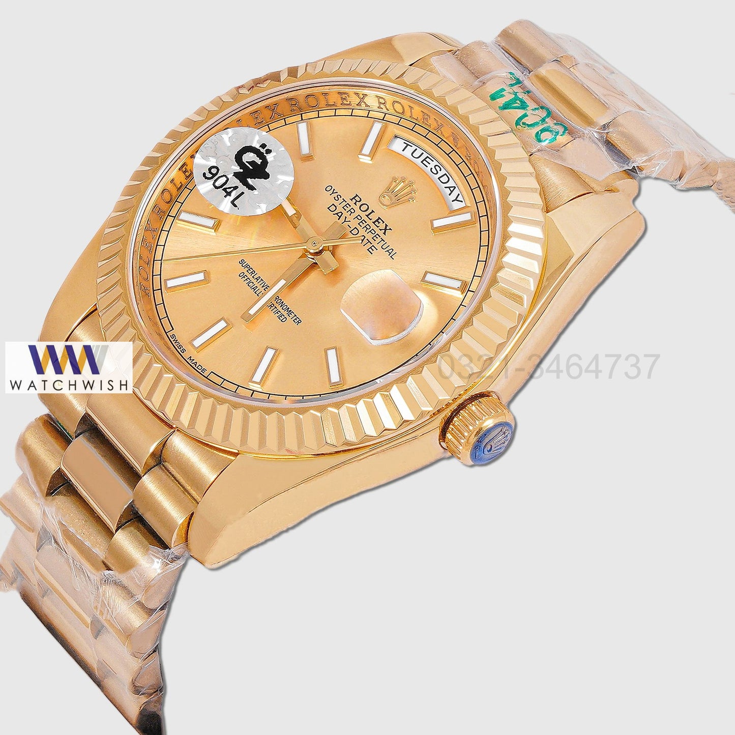 LATEST COLLECTION 40 ALL YELLOW GOLD WITH DIAL FLUTED BEZEL AUTOMATIC WATCH OZ MADE