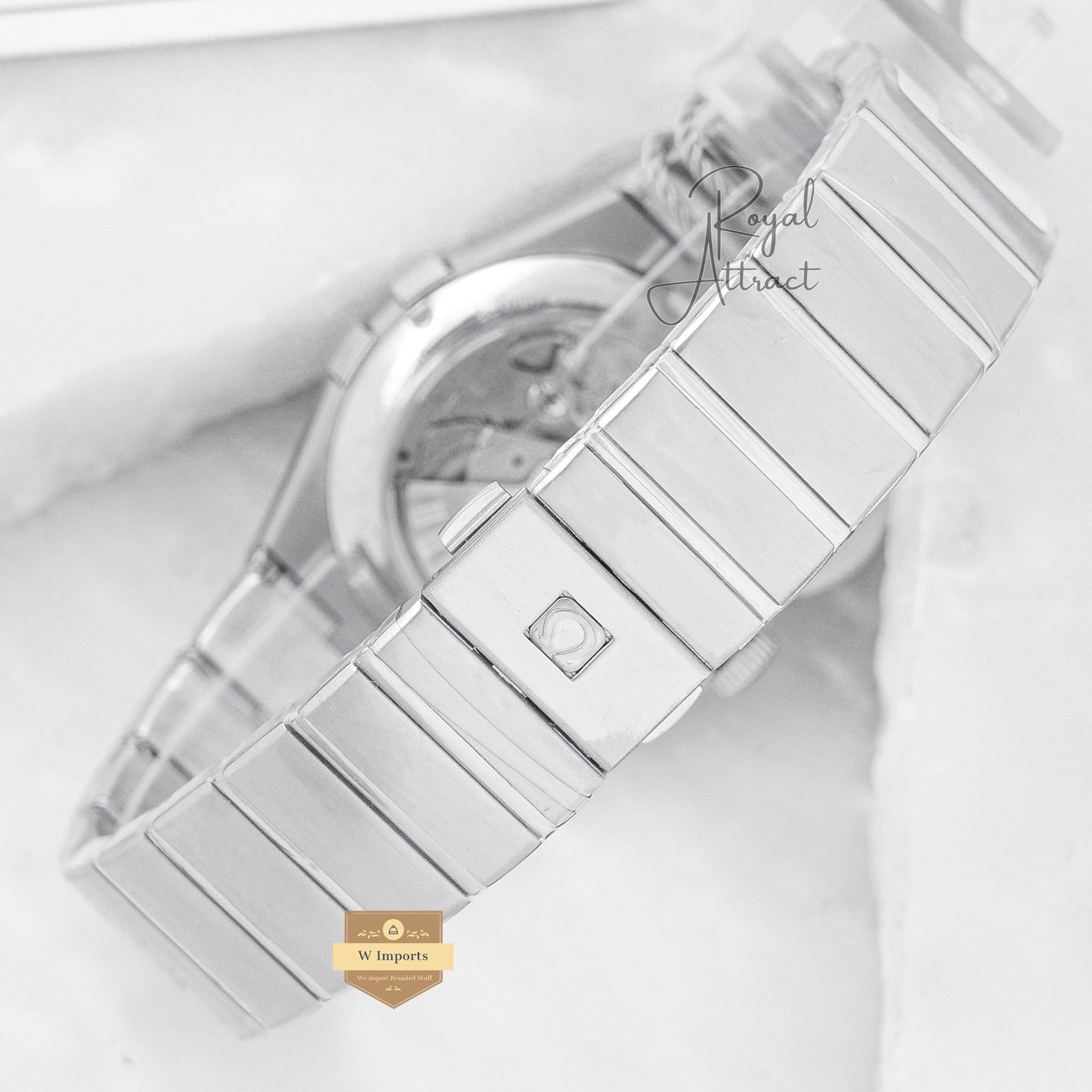 Latest Collection Silver With Black Texture Dial Stone Bezel Chain Watch