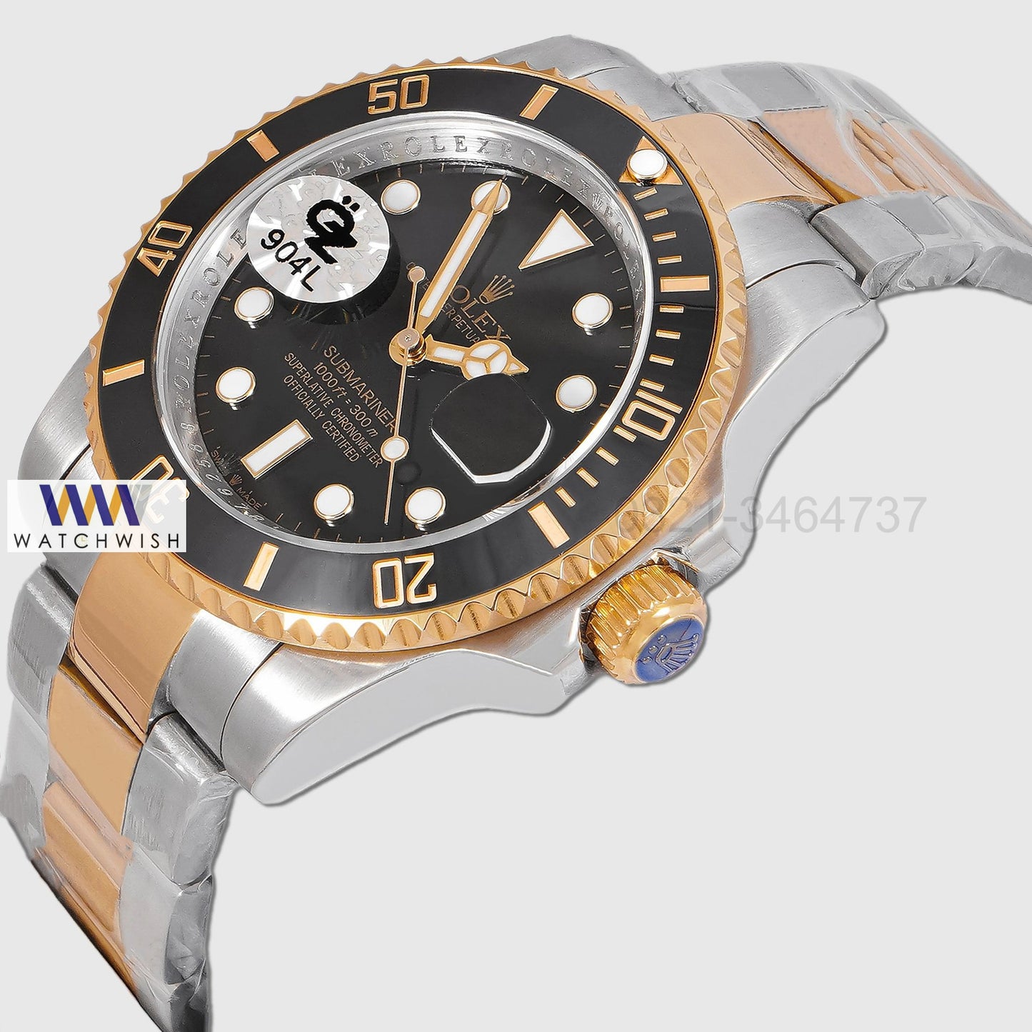 LATEST COLLECTION 40 TWO TONE YELLOW GOLD WITH BLACK DIAL AUTOMATIC WATCH OZ MADE