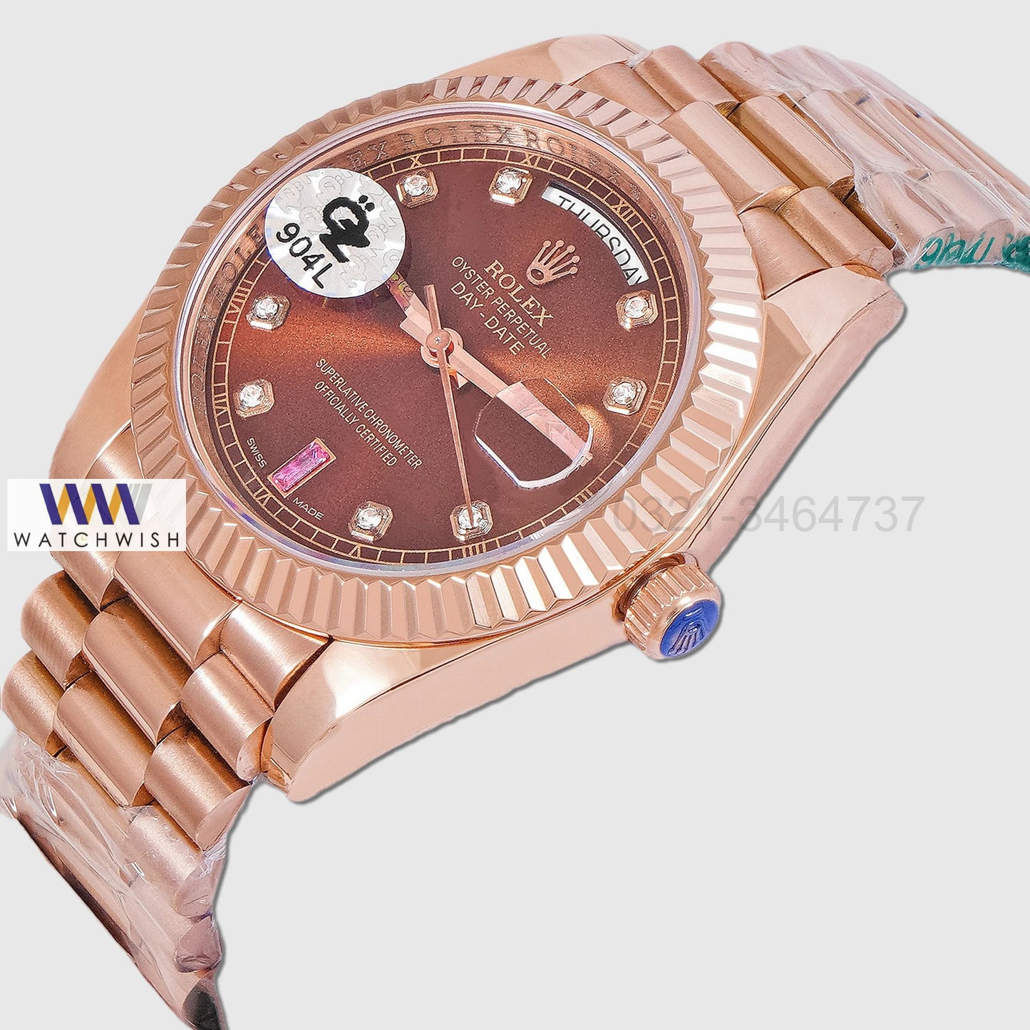 LATEST COLLECTION 40 ROSE GOLD WITH BROWN DIAL AUTOMATIC WATCH OZ MADE