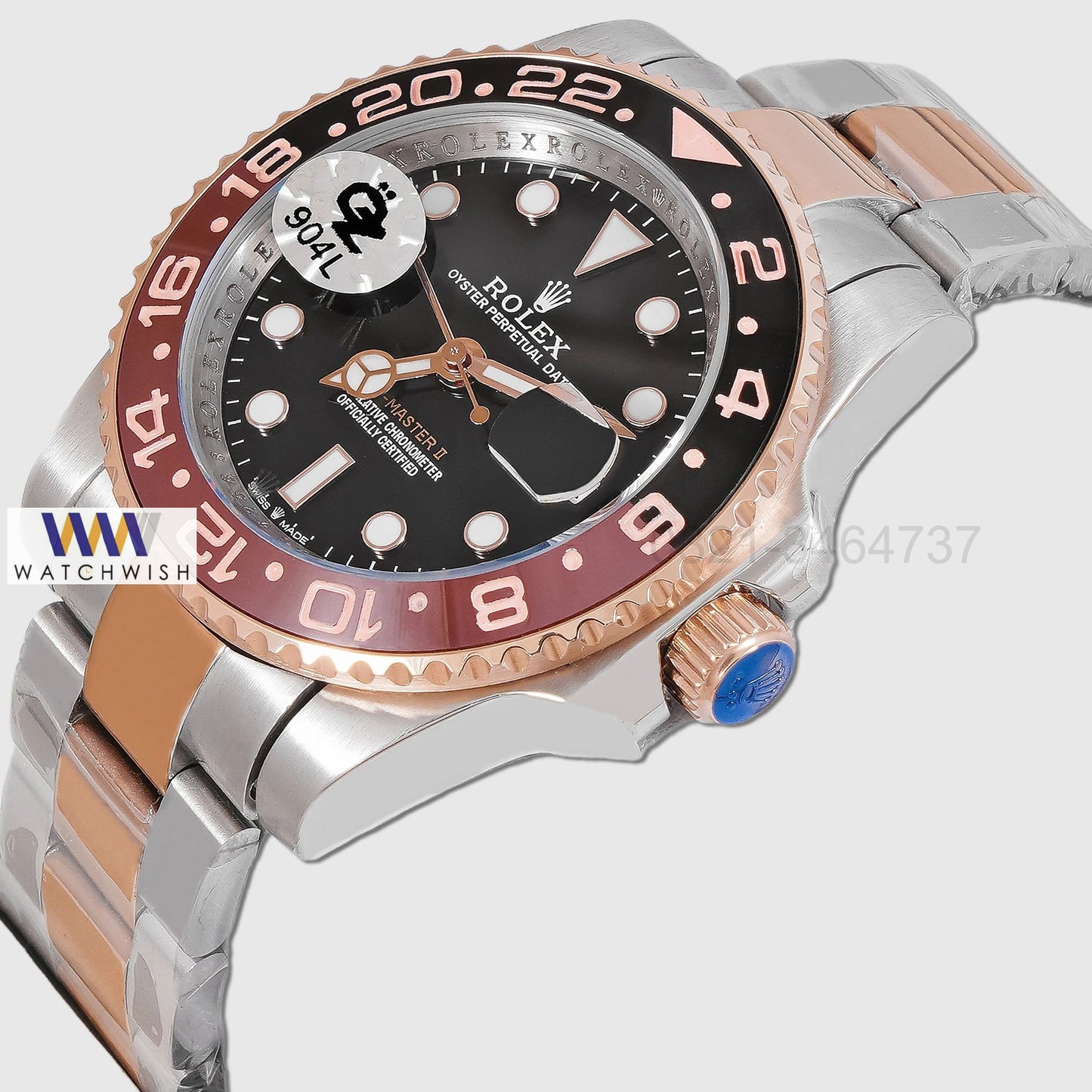 Latest Collection GMT 40 Two Tone Rose Gold With Black Dial Automatic Watch Oz Made