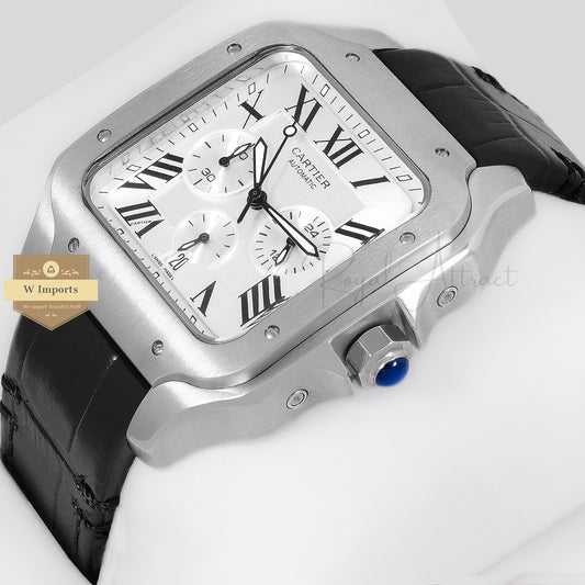 Latest Collection Chronograph Silver Case With Dial Strap Watch