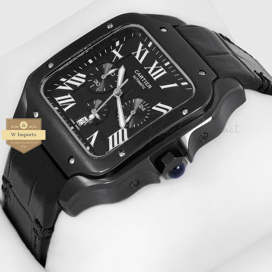 Latest Collection Chronograph All Black Case With Dial Strap Watch