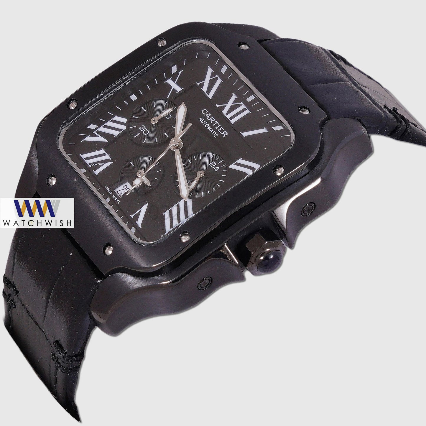 Latest Collection Chronograph All Black Case With Dial Strap Watch