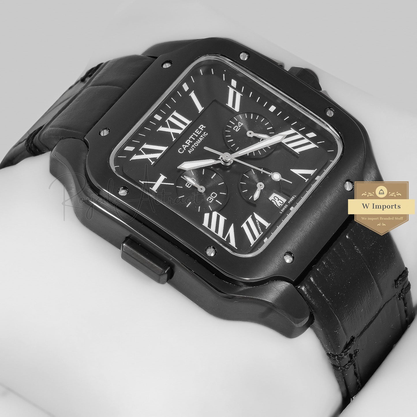 Latest Collection Chronograph All Black Case With Dial Strap Watch