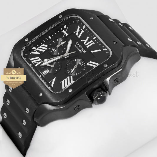 Latest Collection Chronograph All Black Case With Dial Rubber Strap Watch