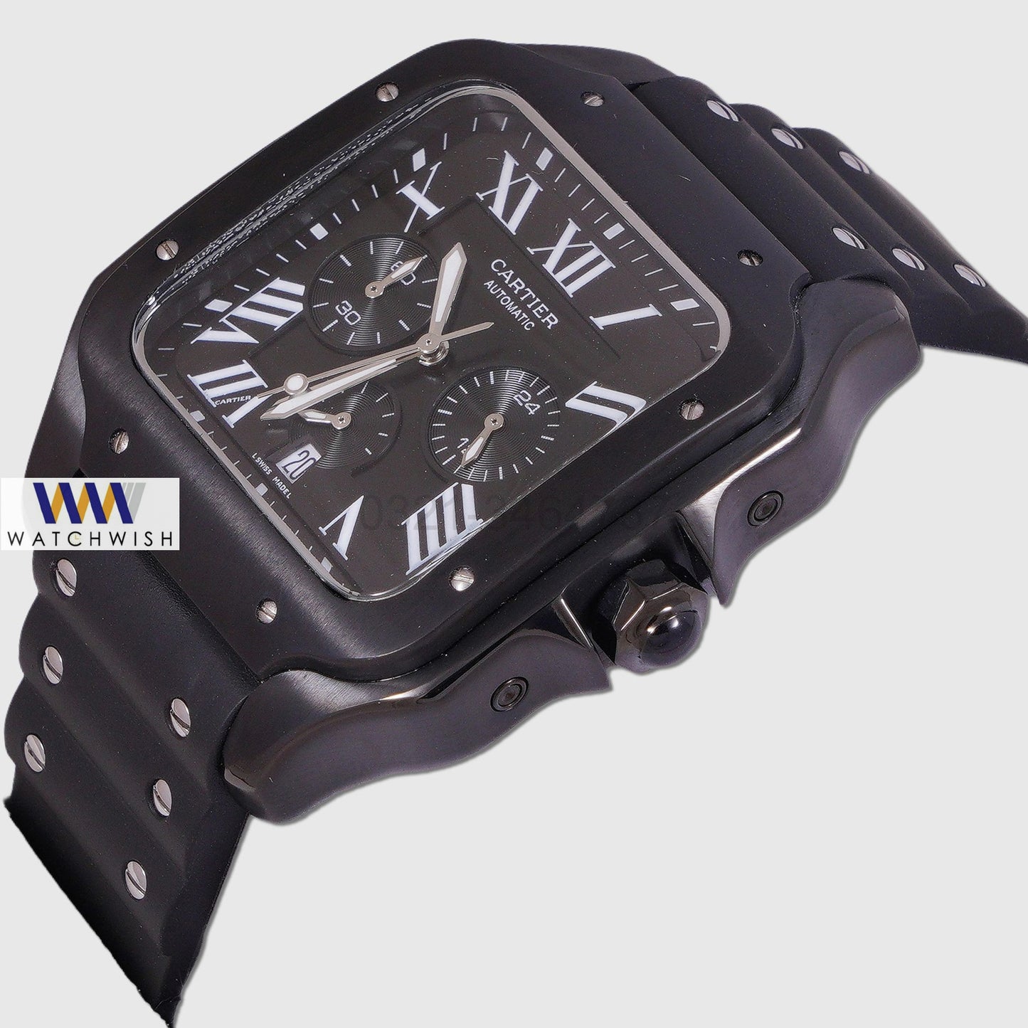 Latest Collection Chronograph All Black Case With Dial Rubber Strap Watch