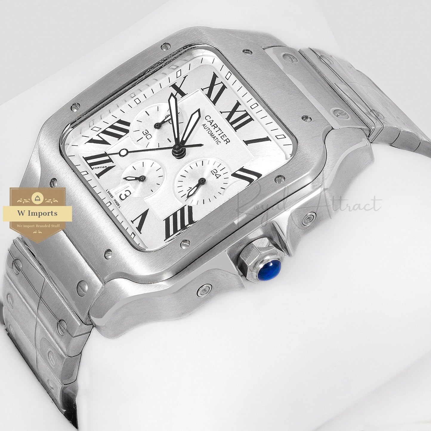 Latest Collection Chronograph All Silver With Dial Chain Watch